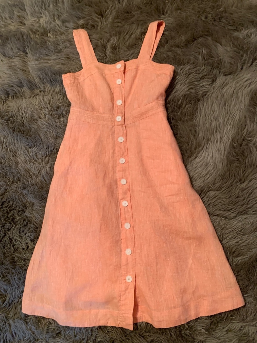 Talbots Coral Button-Down Linen-Blend Midi Dress